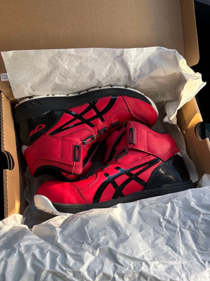 ASICS BOAシステム安全靴 レッド