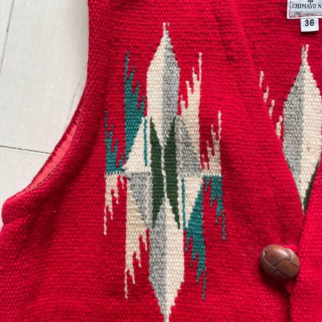 オルティガ　ウール100% レッド チマヨベスト 36