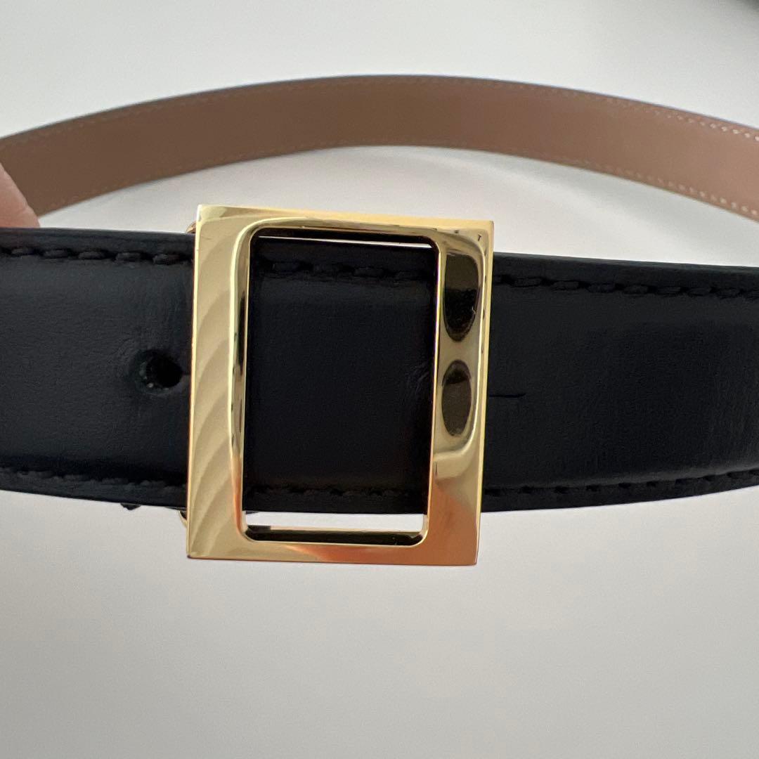 YONFA ブラックレザーベルト ゴールドバックルM