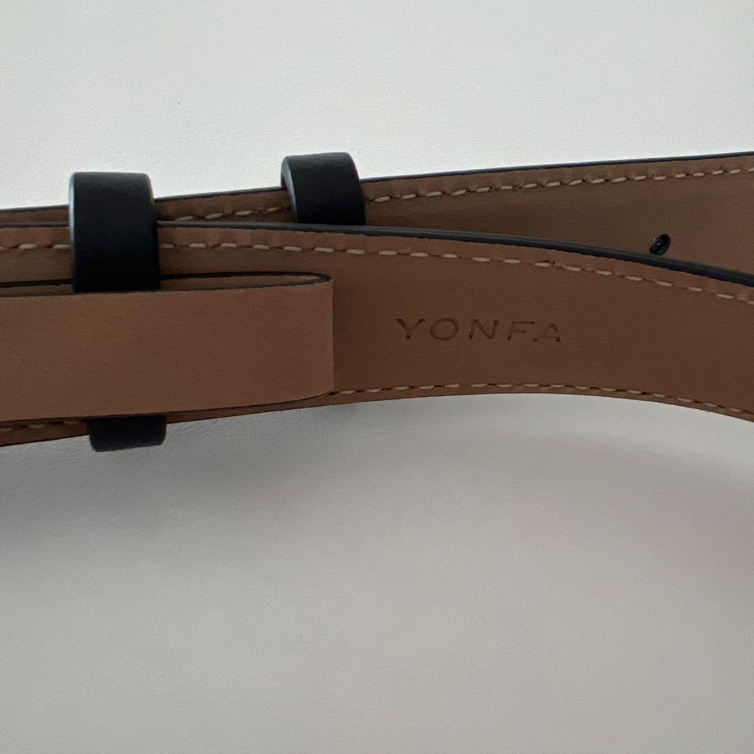 YONFA ブラックレザーベルト ゴールドバックルM