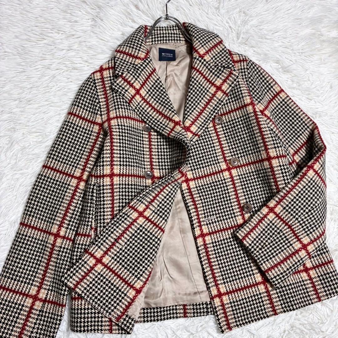 ひーこ IÉNA sese ダブルブレスト ピーコート チェック 裏地