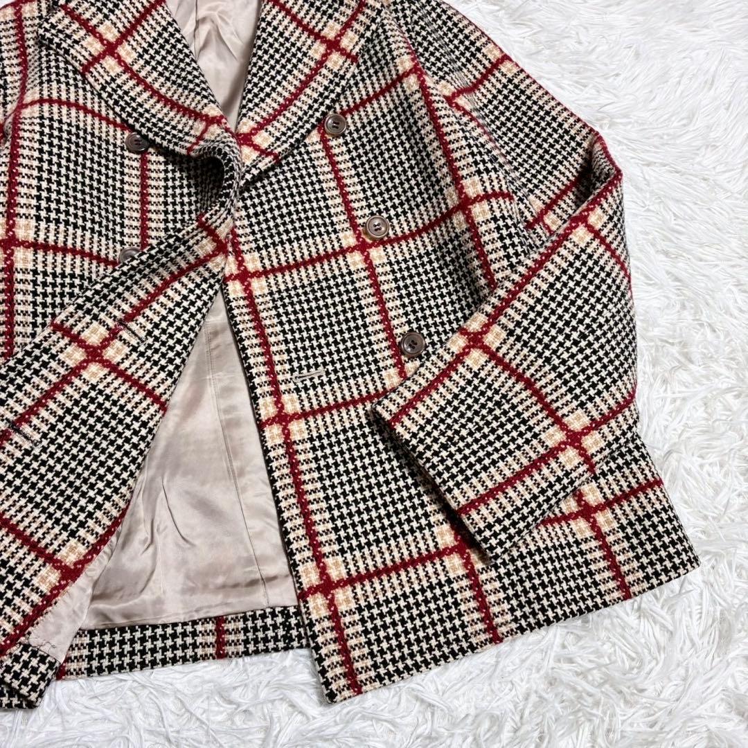 ひーこ IÉNA sese ダブルブレスト ピーコート チェック 裏地