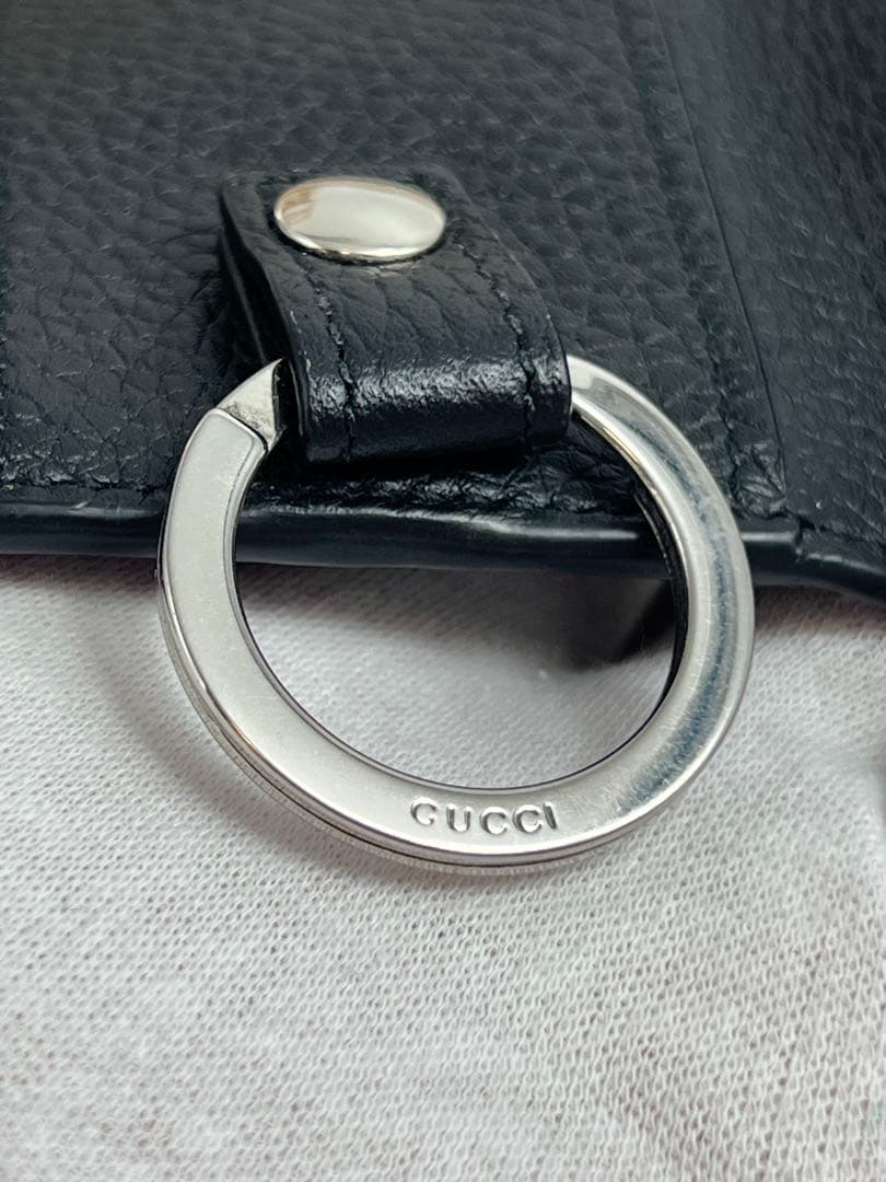 ✨極美品✨GUCCI グッチ　ロゴ　６連キーケース　キーリング　レザー　ブラック