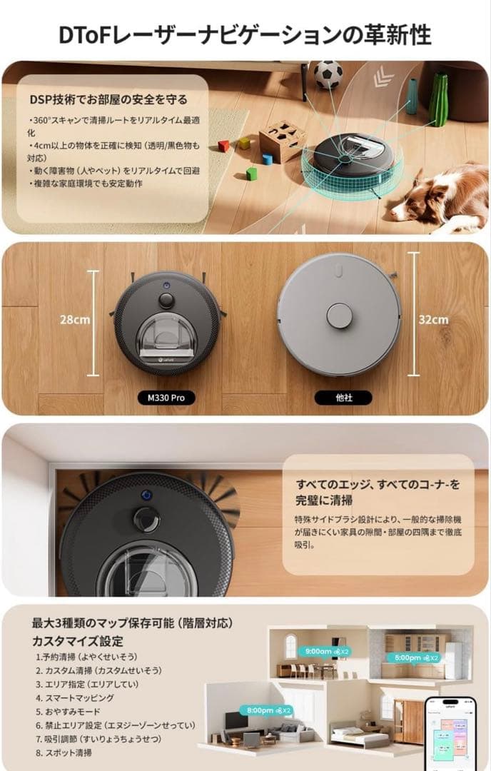 大特価！ロボット掃除機 新品同様 Lefant M330Pro 水拭き機能付き