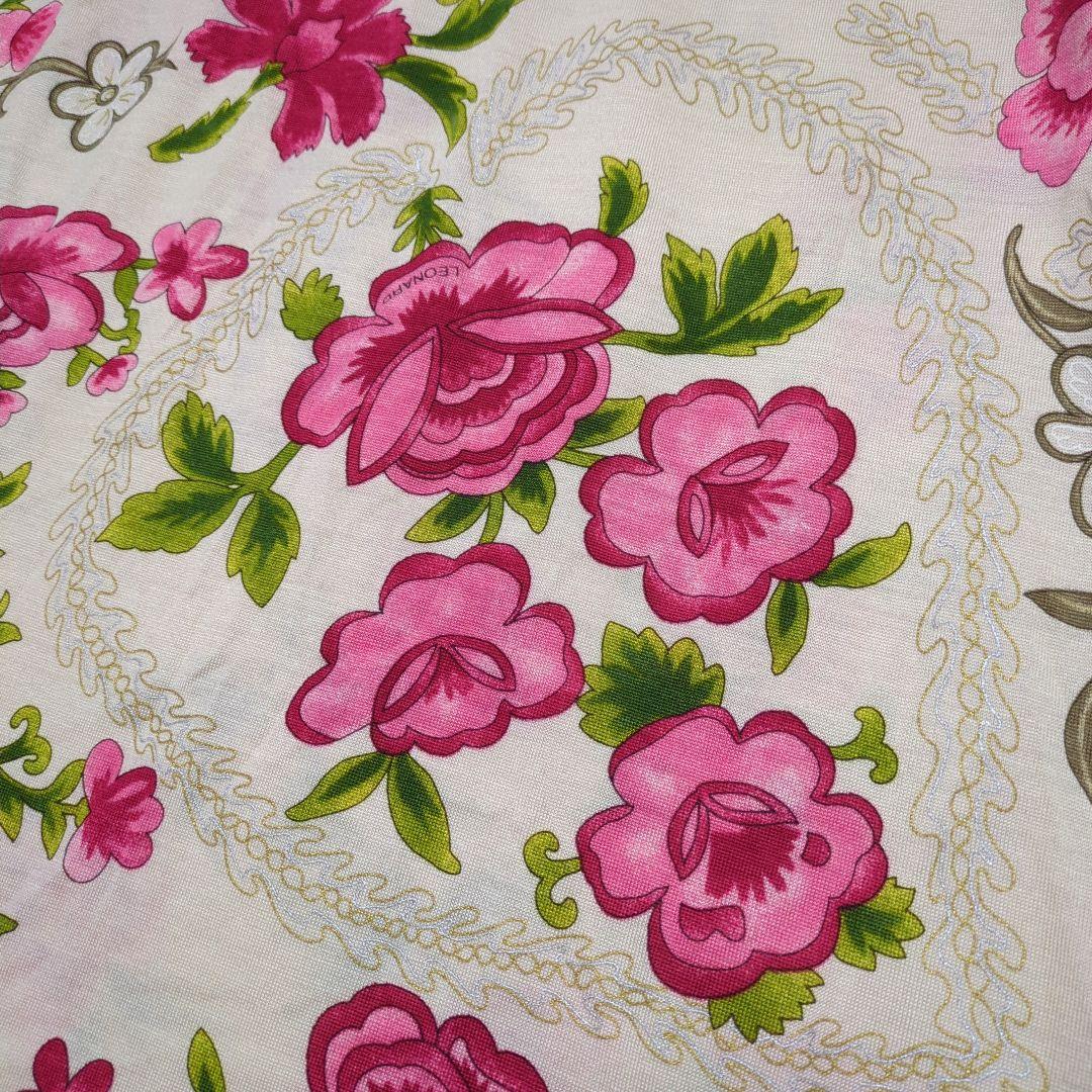 美品！LEONARD　花柄シルクカットソー　Lサイズ　総柄　アイボリー