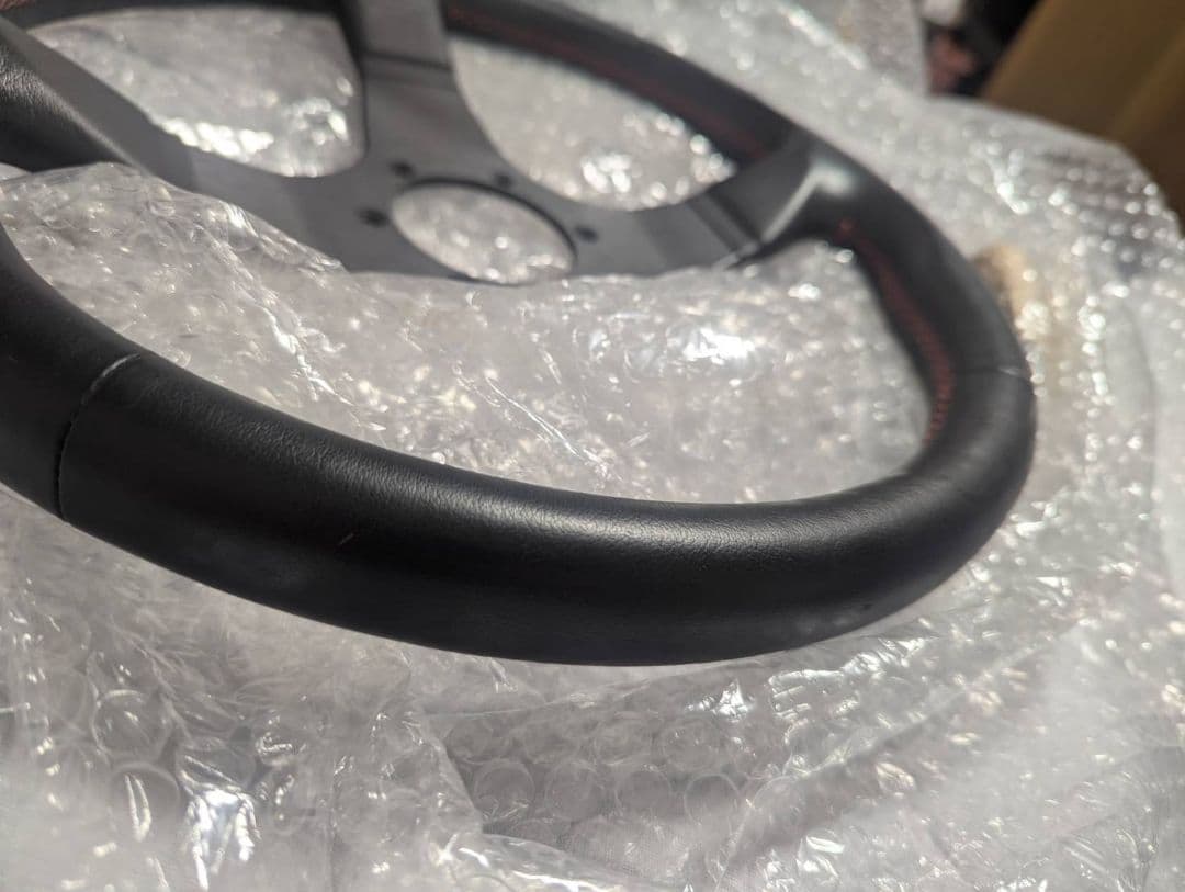 personal ステアリングホイール 黒 レッドステッチ