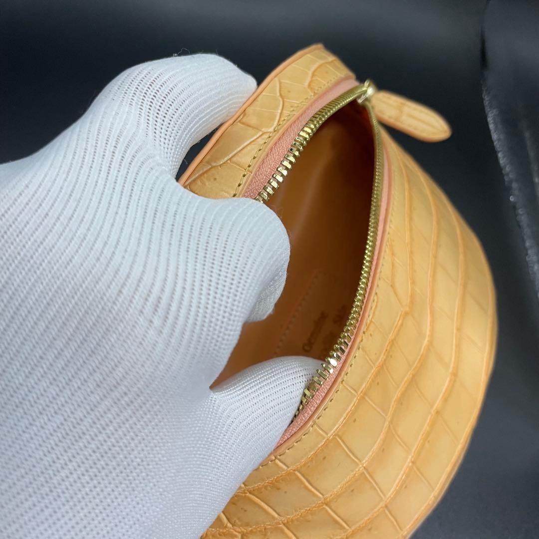 [本革クロコ・1枚革]☆シャム　クロコダイル　ボディバッグ　ベージュ