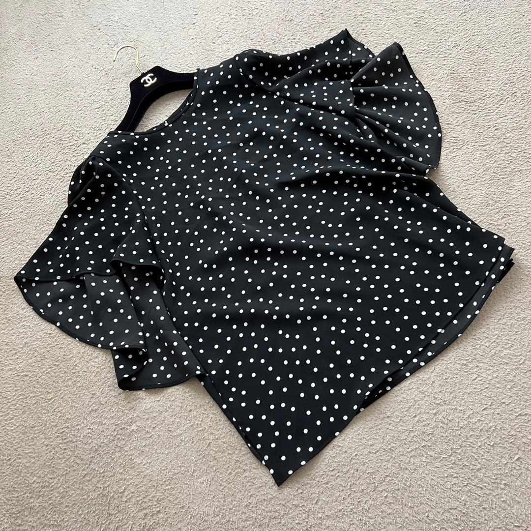 タグ付き　近年タグ　レリアン　チュニック　フリル　ドット　総柄　ウォッシャブル