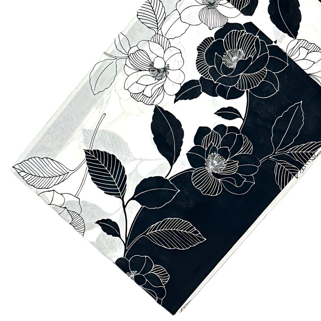 下駄なし　浴衣ジェンヌ 浴衣3点セット 兵児帯 ゆかた 黒×白