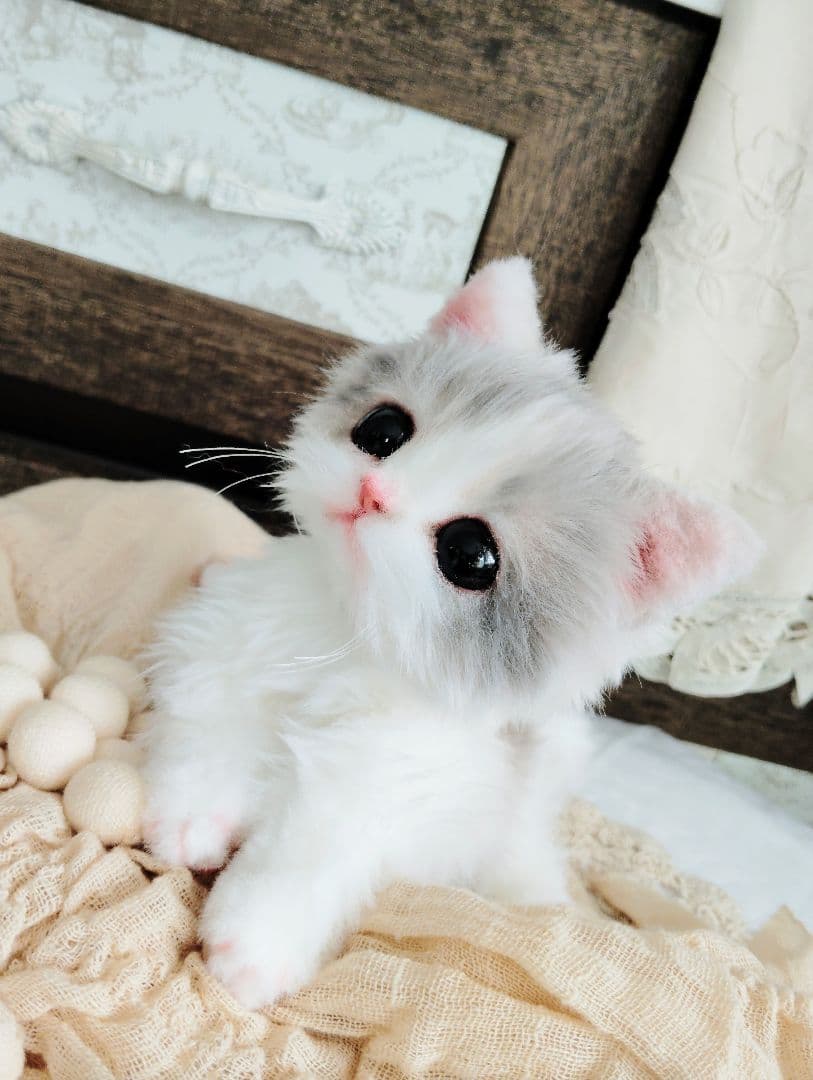 幼猫♡生後２週間♡よちよち期♡子猫の杏ちゃん♡アートドール♡ぬいぐるみ♡