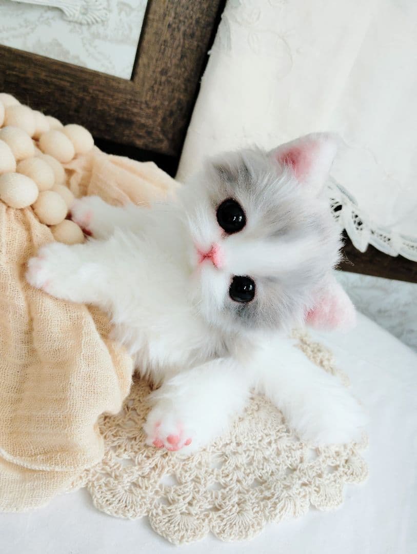 幼猫♡生後２週間♡よちよち期♡子猫の杏ちゃん♡アートドール♡ぬいぐるみ♡