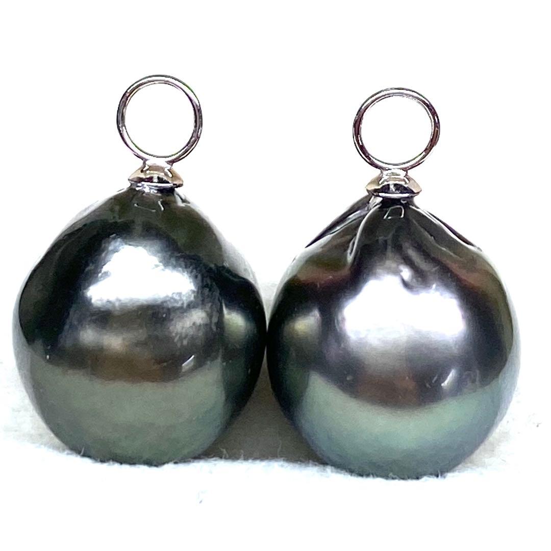 美品☆K18WG☆黒蝶南洋真珠バロック14.5×13mm☆チャーム