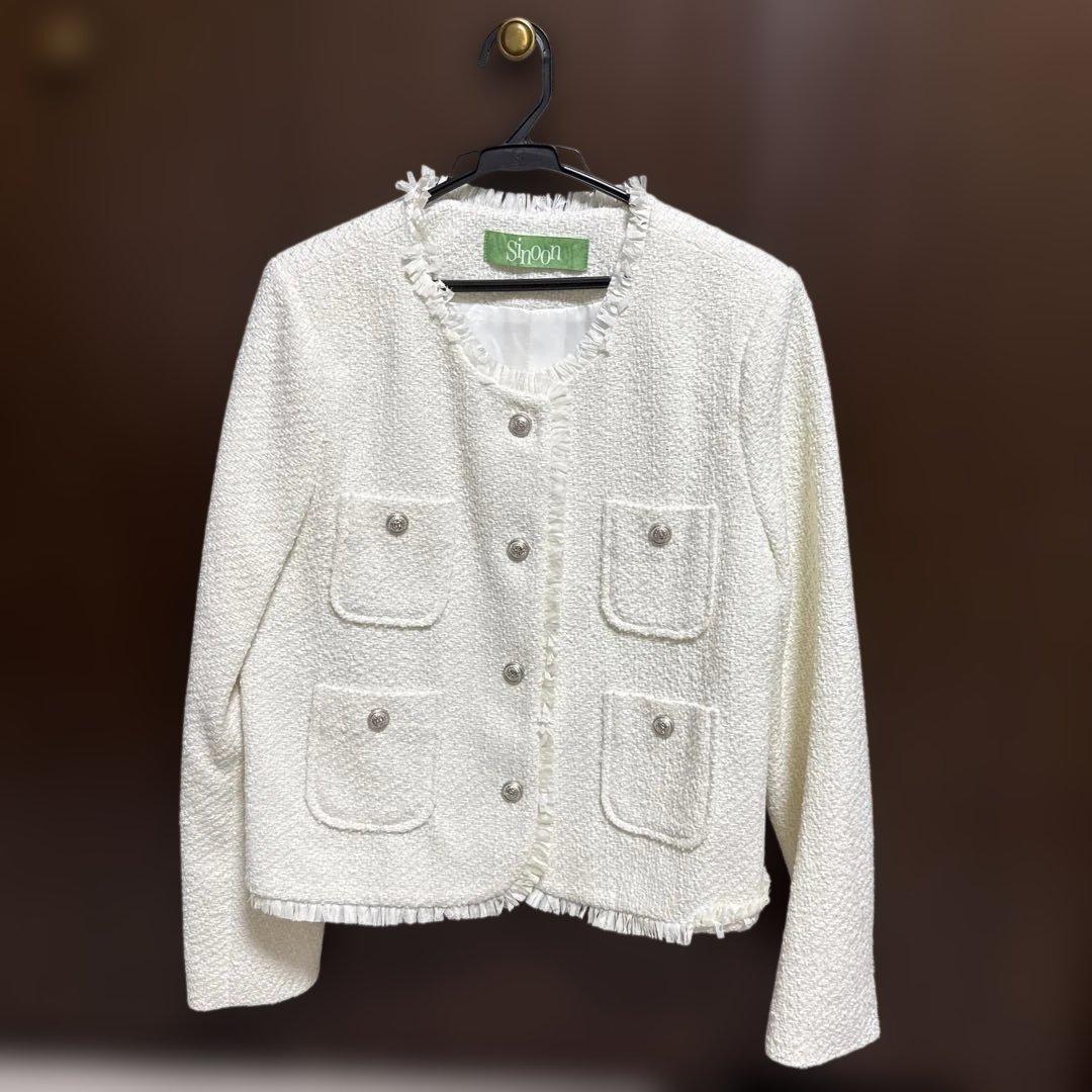 新品未使用 Sinoon ホワイト ノーカラージャケット