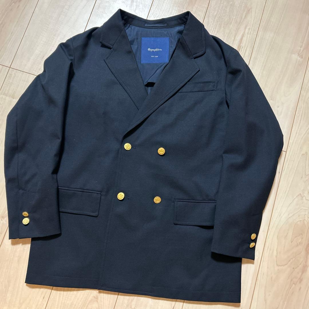 gymphlex ネイビー ダブルブレスト テーラードジャケット　12サイズ