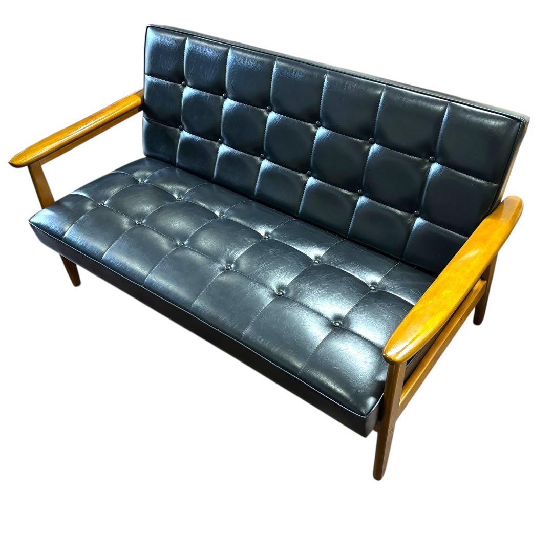 【カリモク60】Kチェア 2シーター ブラック ビンテージ ソファ モダン