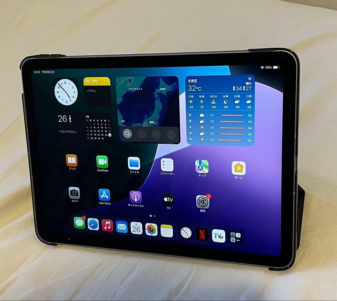 iPad Air4 cellular スカイブルー バッテリー96% ケース付き