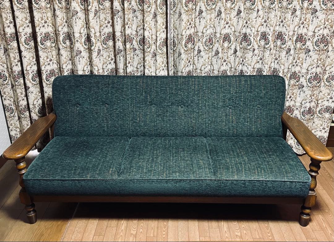 三越　カントリーハウス　ブルージュ　最高級　美品　ソファ　3人掛け　グリーン