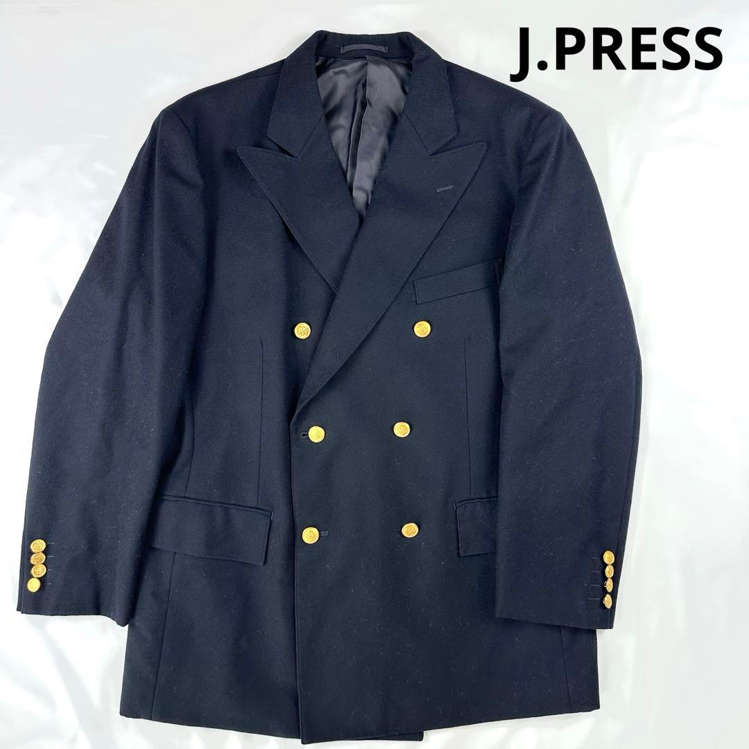 【美品】 J.PRESS 紺ブレ ダブル XL 金ボタン ブレザー ネイビー