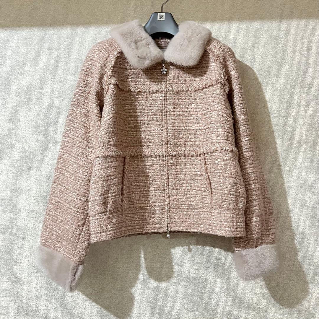 Rene ルネ ジャケット ツイード ライトピンク