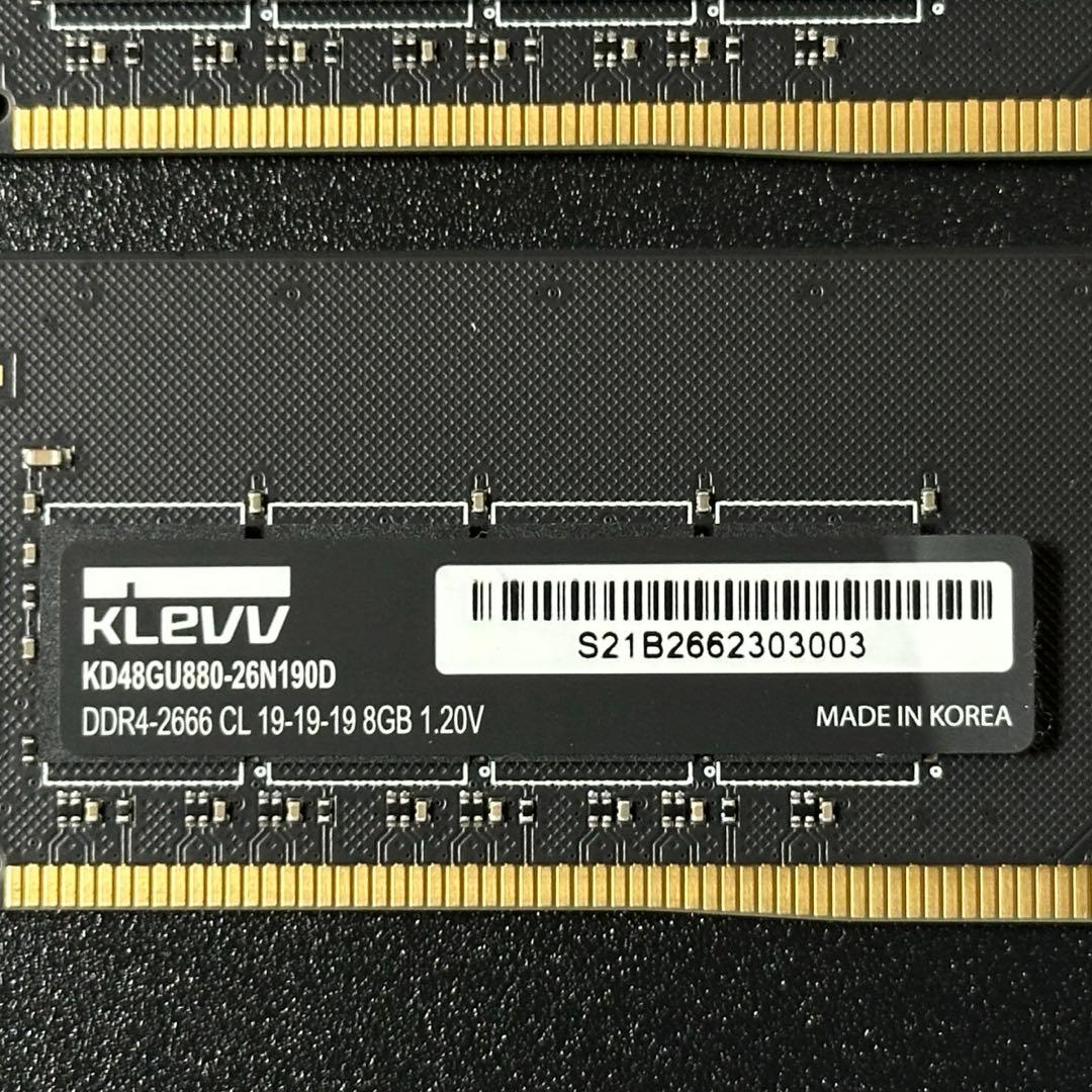 【動作保証】DDR4-2666 16GB(8GB×2) KLEVV p87