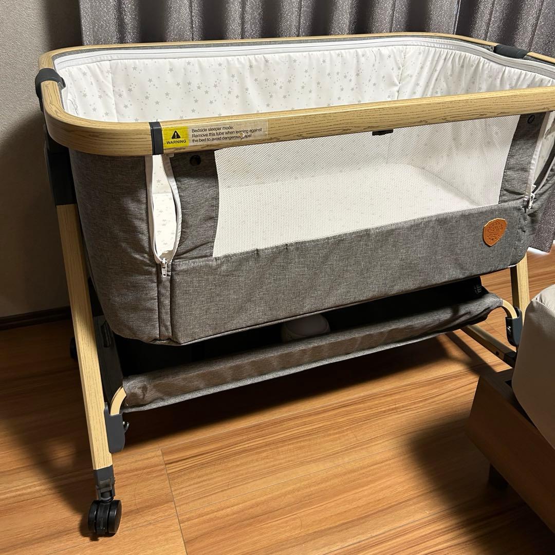 HZDMJ ベビーベッド　折りたたみ　グレー