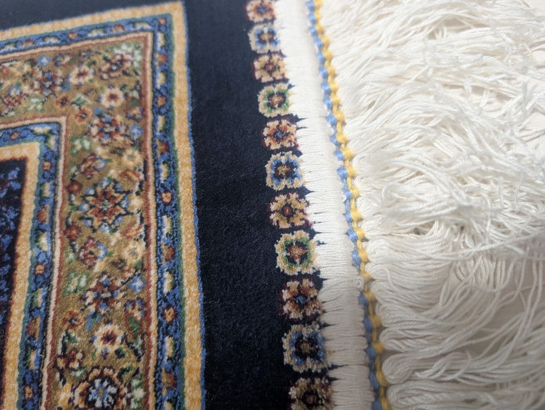 ペルシャ絨毯（110×60cm ) 花柄ダークブルーラグ