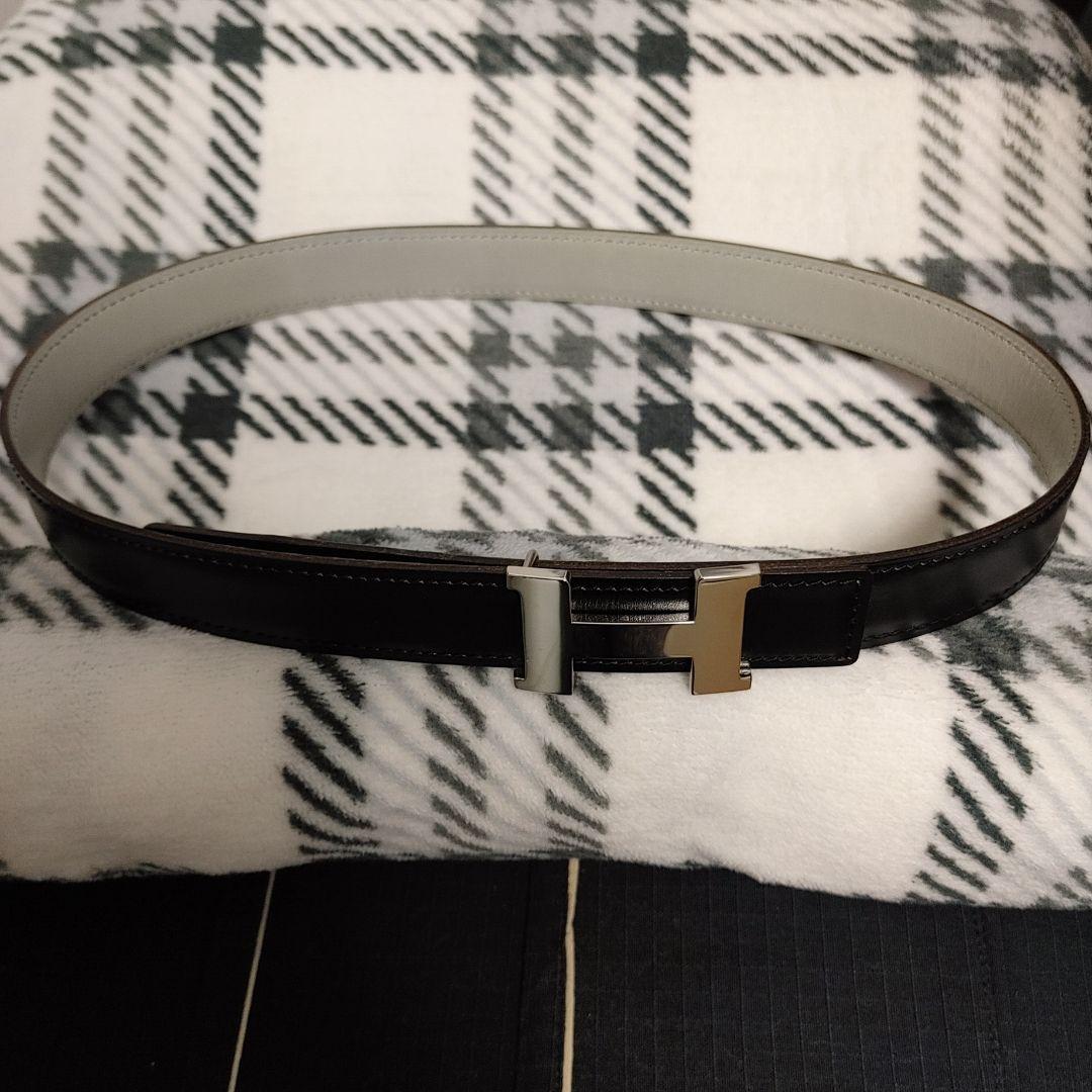 美品【HERMES】Hバックル　レザーベルト　ブラック×シルバー