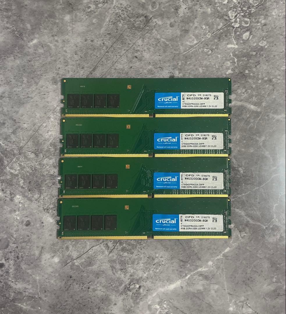 PC4 3200 32GB メモリー DDR4 8GB 4枚 UDIMM 完動品