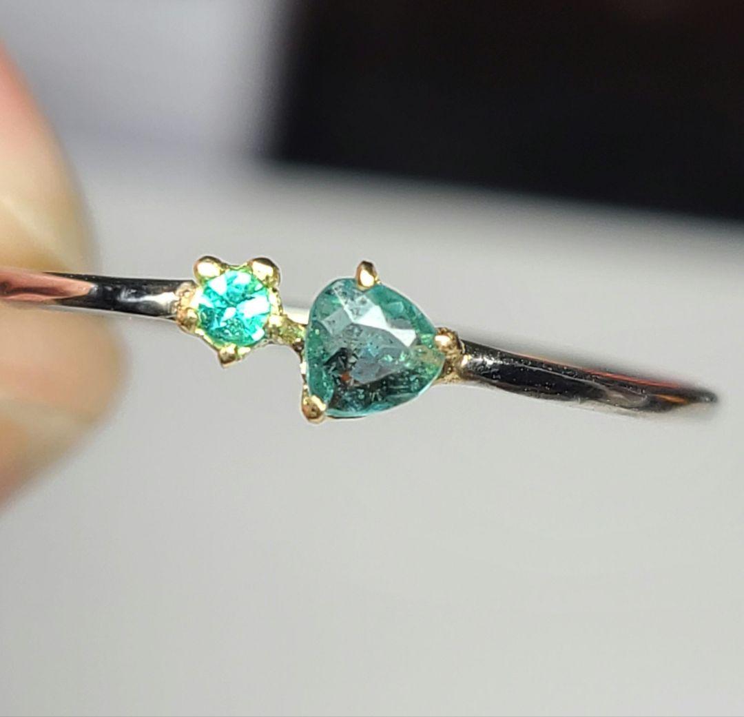 ダブルネオン!!★ブラジルバターリャパライバトルマリン2pcリング18金★