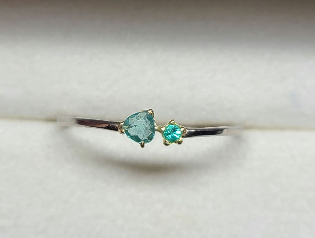 ダブルネオン!!★ブラジルバターリャパライバトルマリン2pcリング18金★