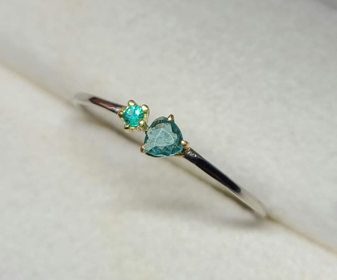 ダブルネオン!!★ブラジルバターリャパライバトルマリン2pcリング18金★