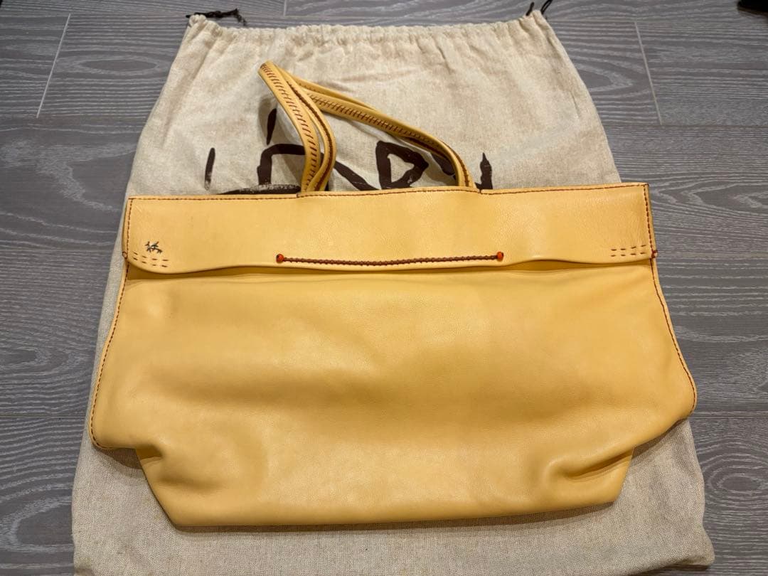HENRY QUIR イエロー レザー トートバッグ