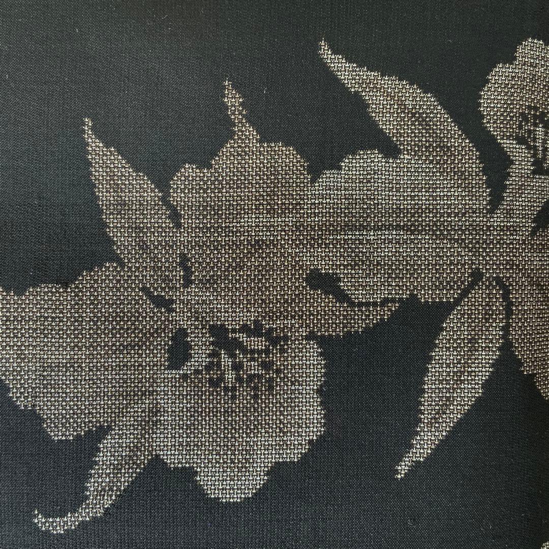 大島紬 カトレアの花 リメイク 胡桃皮ハンドルバッグ