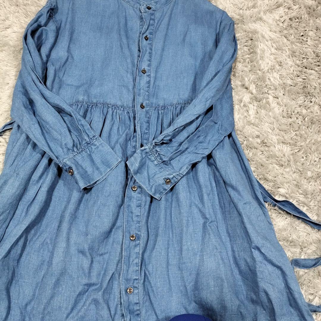 イチ アンティークス＊インディゴリネン前開きワンピース
