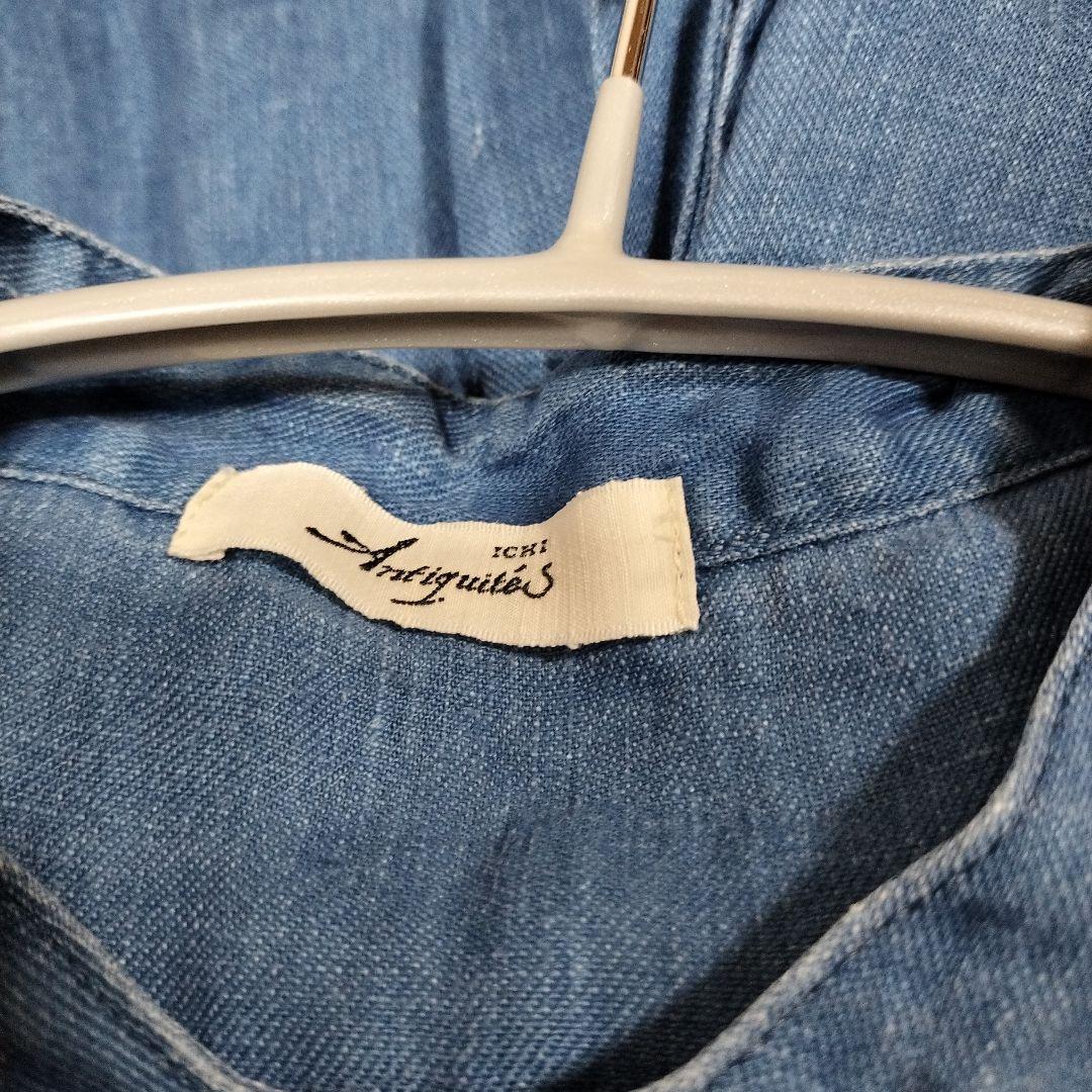 イチ アンティークス＊インディゴリネン前開きワンピース