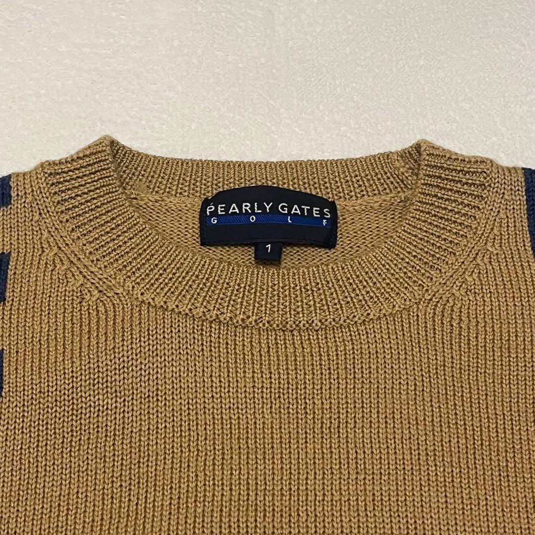 美品 パーリーゲイツ ゴルフ ニット セーター 1 89 ウール キャメル 希少