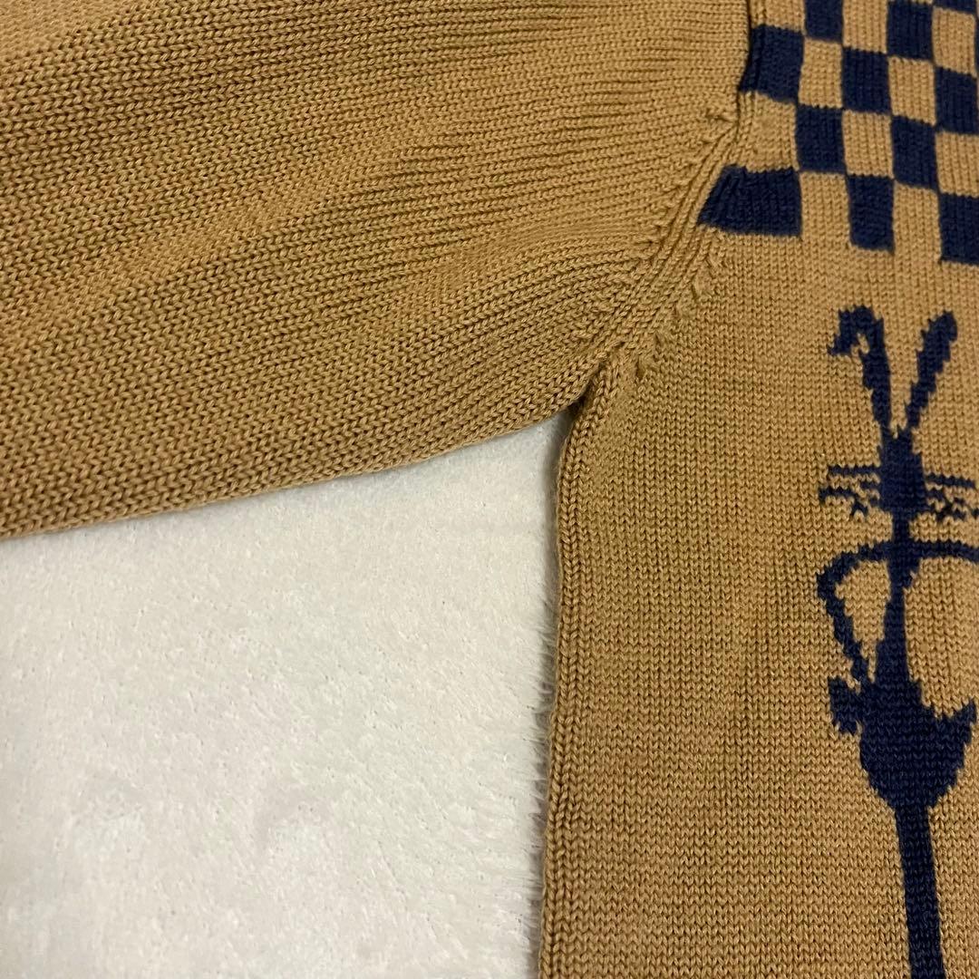 美品 パーリーゲイツ ゴルフ ニット セーター 1 89 ウール キャメル 希少