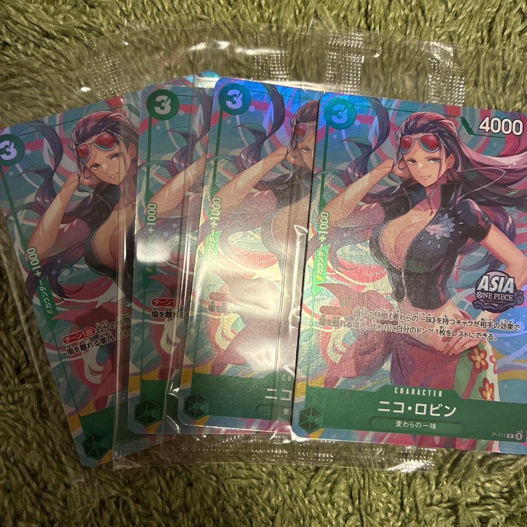 ワンピースカード　ニコ・ロビン P-111 4枚プロモ　アジア版　新品未開封