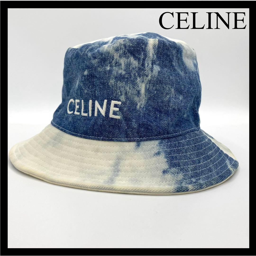 CELINE ハット バケットハット ロゴ タイダイ柄 デニム インディゴ 青