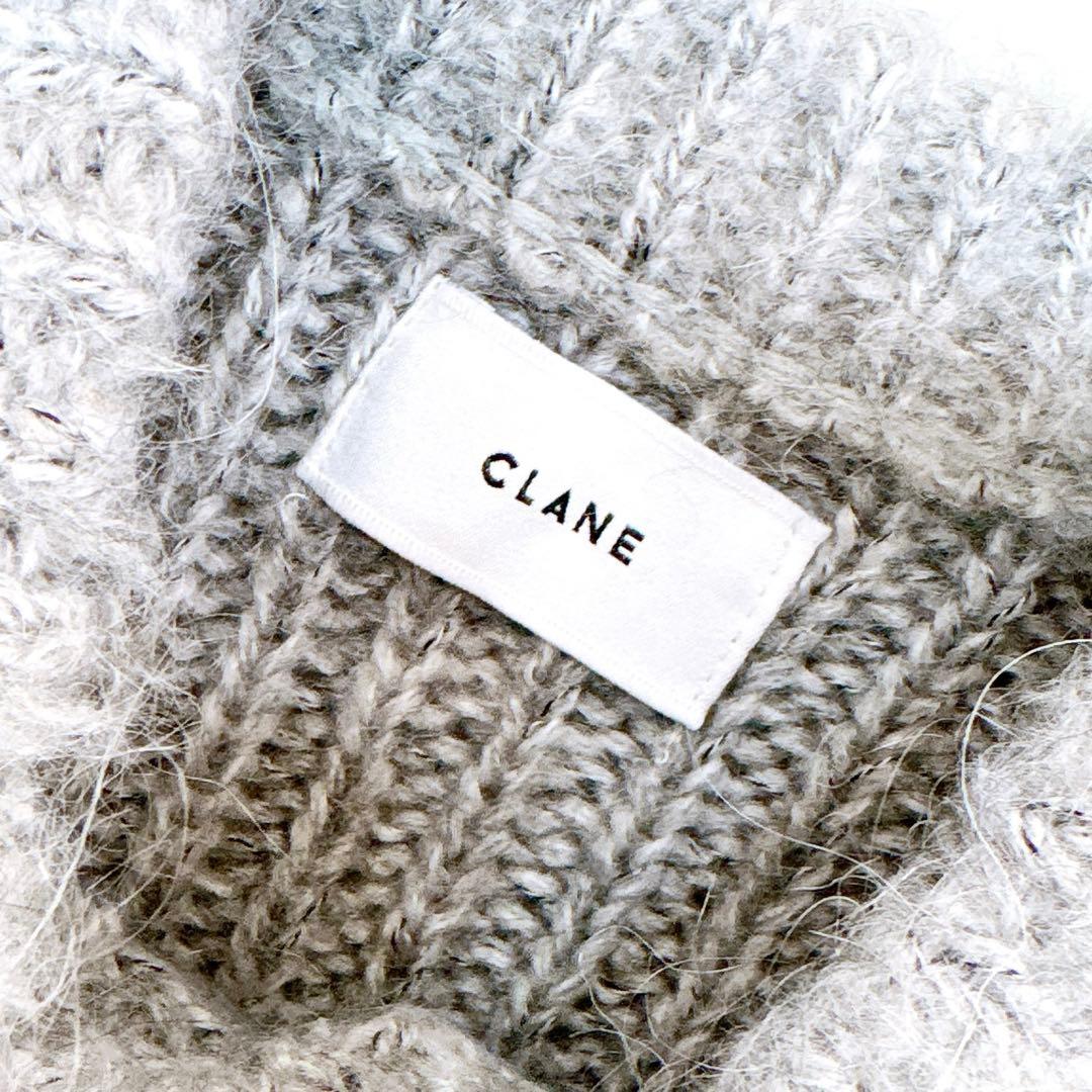 美品　クラネ　モヘヤシャギーニットカーディガン　グレー　ボリューム袖　サイズ2