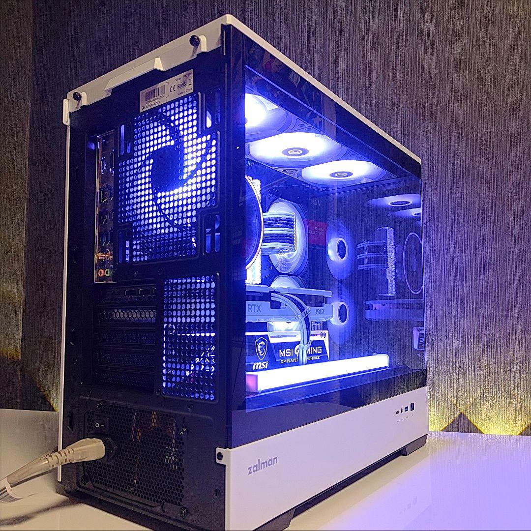 新品【光る高性能 白/黒 ゲーミングPC】デスクトップ／2面ガラス ピラーレス