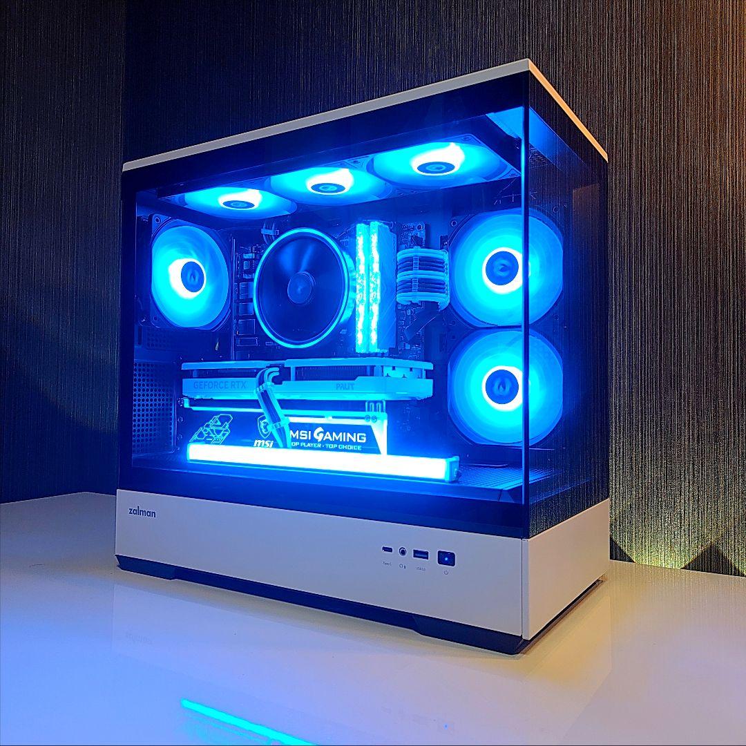 新品【光る高性能 白/黒 ゲーミングPC】デスクトップ／2面ガラス ピラーレス