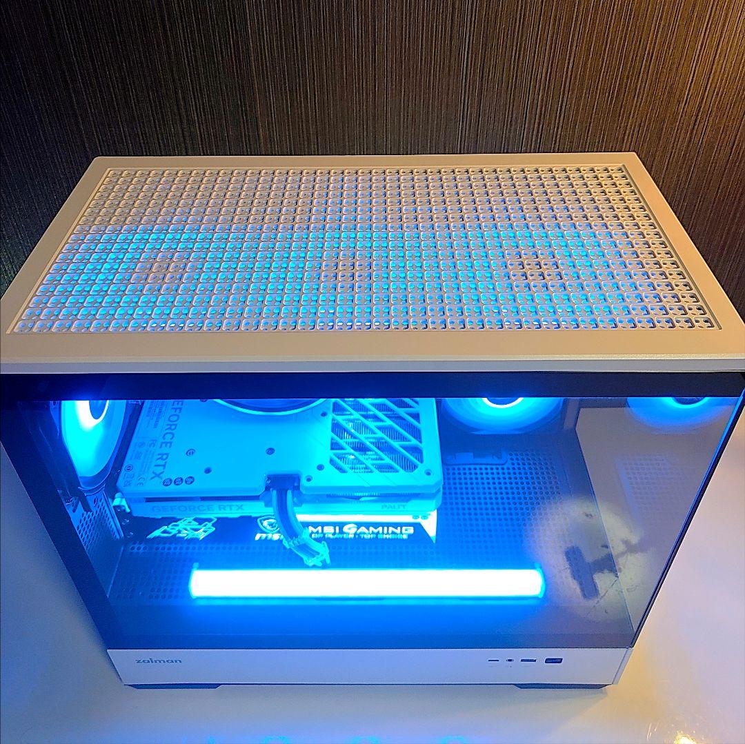 新品【光る高性能 白/黒 ゲーミングPC】デスクトップ／2面ガラス ピラーレス