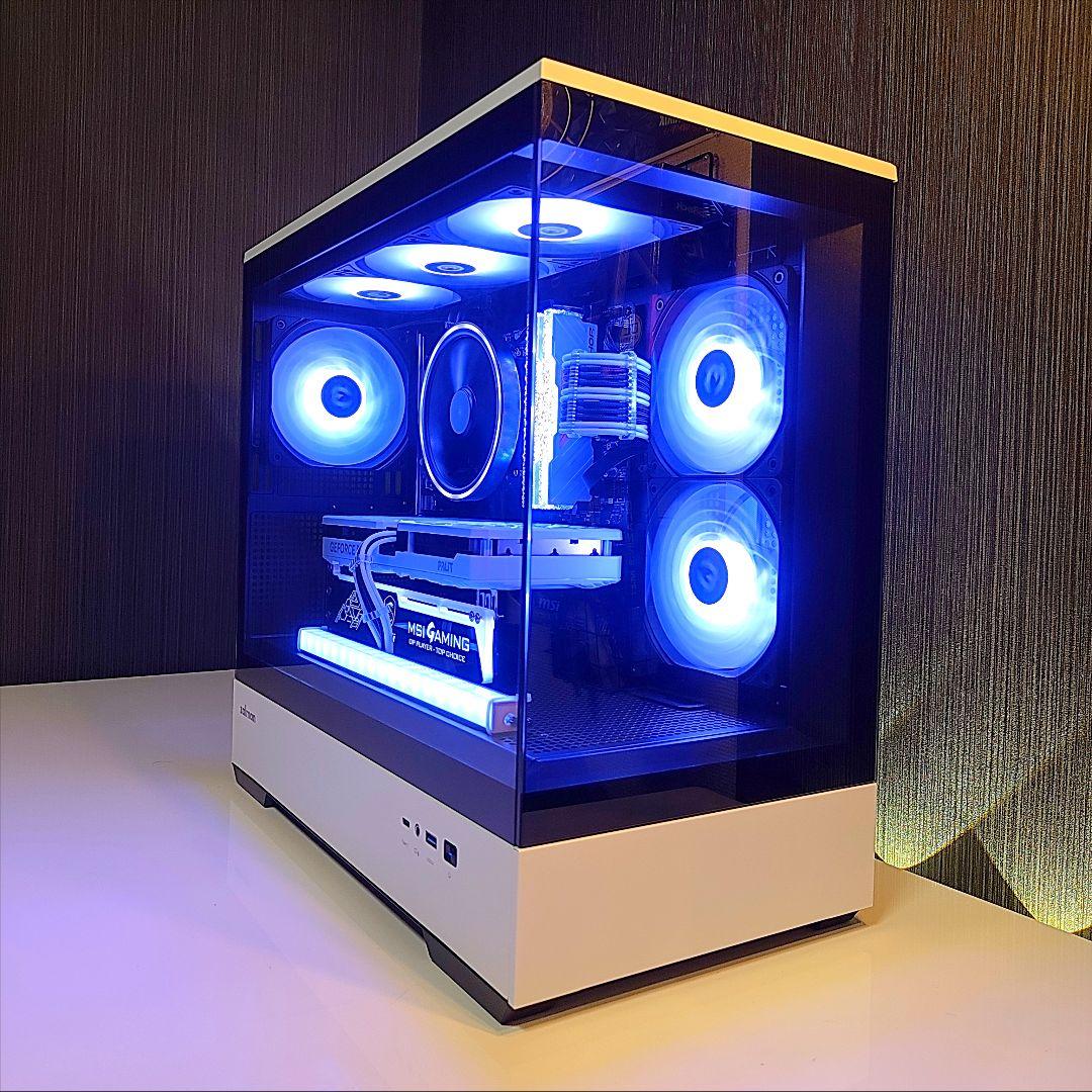 新品【光る高性能 白/黒 ゲーミングPC】デスクトップ／2面ガラス ピラーレス