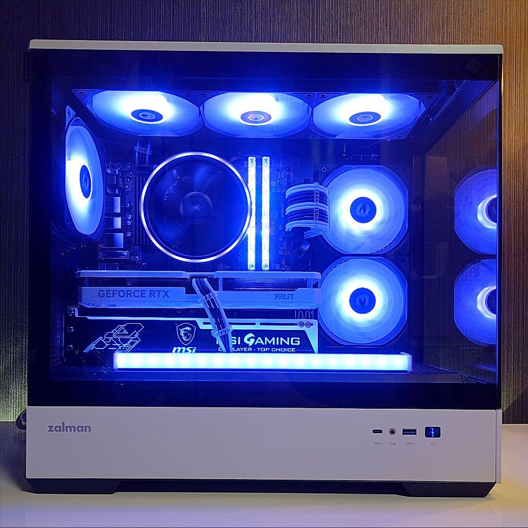 新品【光る高性能 白/黒 ゲーミングPC】デスクトップ／2面ガラス ピラーレス