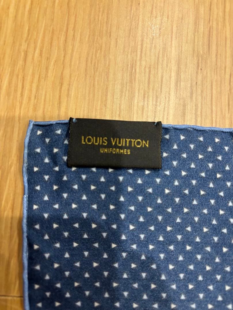 【未使用】LOUIS VUITTON ネイビー ドット柄 ネイビー ハンカチ