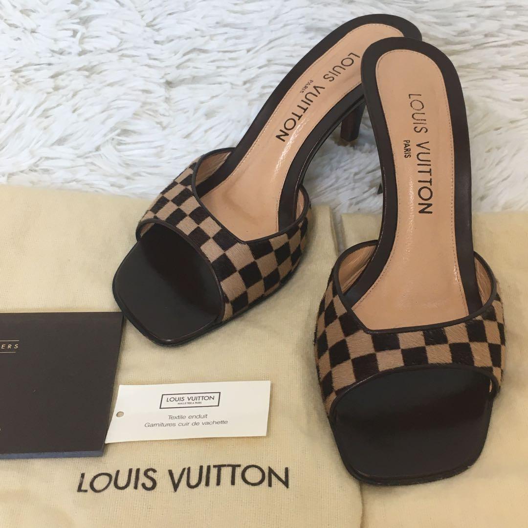 【極美品】ヴィトン ミュール ハイヒール ダミエ サンダル 24.5cm相当