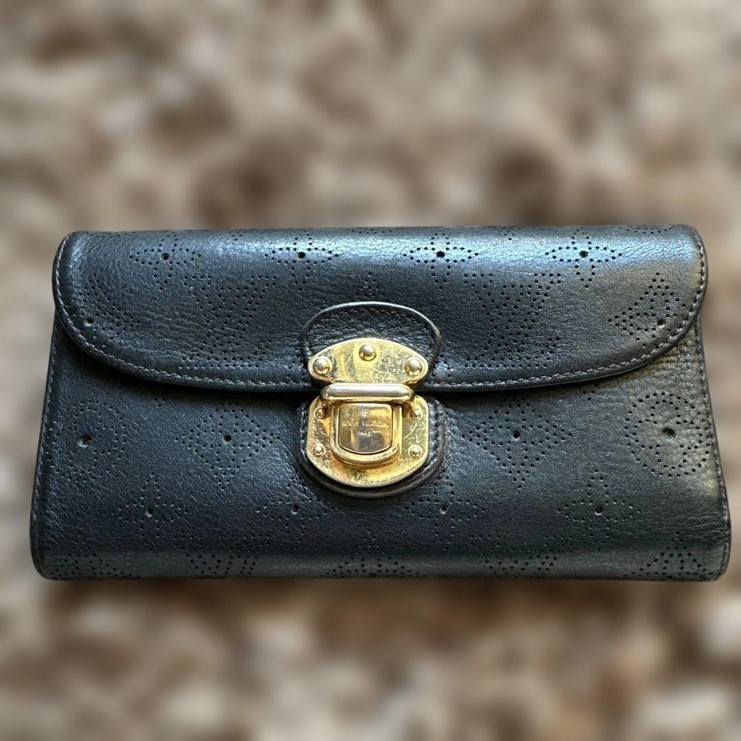 ルイヴィトン モノグラム アメリア マヒナ ブラック 長財布　L18