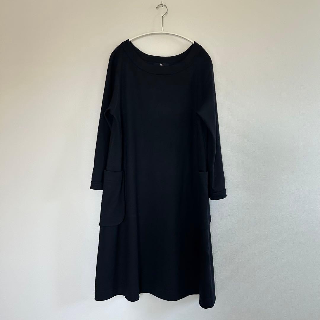 45R ウール100％ ワンピース 濃紺　日本製（旧45rpm）シンプル