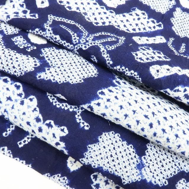 Y3482◆美品 有松鳴海絞り 背・居敷当て付 手縫い 高級浴衣 洗える夏着物